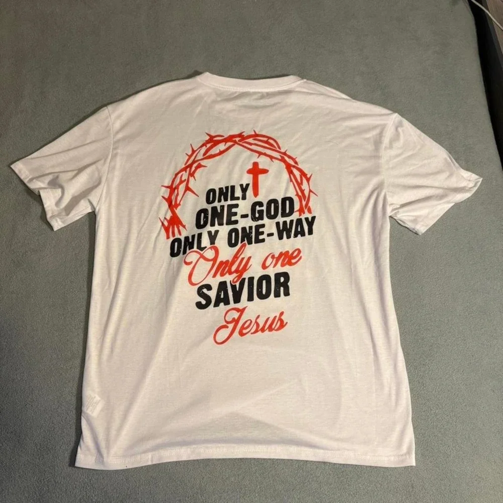 White and red Christian streetwear graphic‎ tee #streetwear #religion